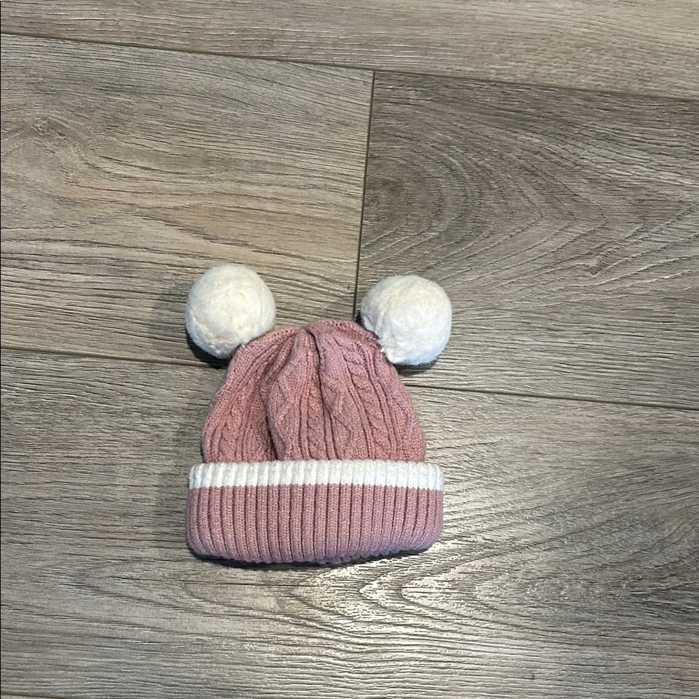 Charming Pink and‎ Cream Kids Pom-Pom Beanie